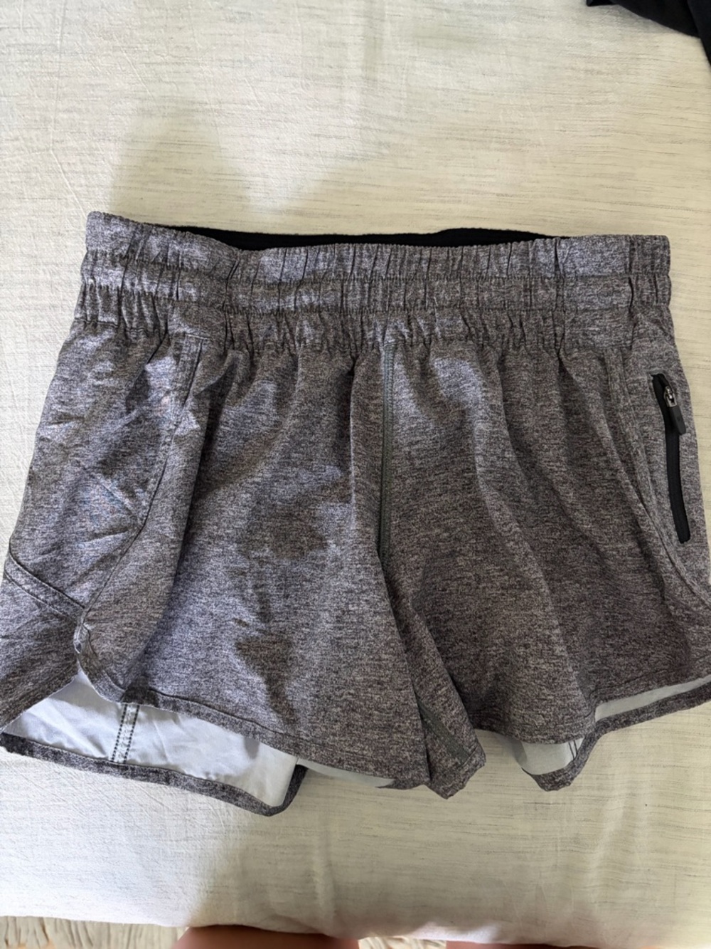 lululemon athletica Heather Grey Women’s Athletic Shorts with Zipper Pocket